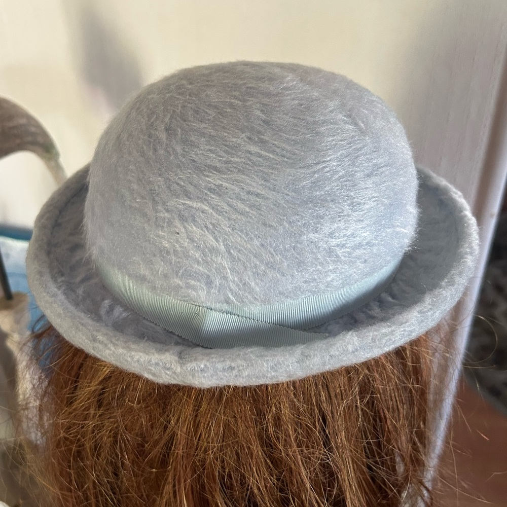 Vintage Baby Blue Hat with Cristal Embellishment - Picture 5 of 7